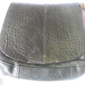 Scriptura Made in Italy Green Alligator Skin Design Small Leather Shoulder Bag